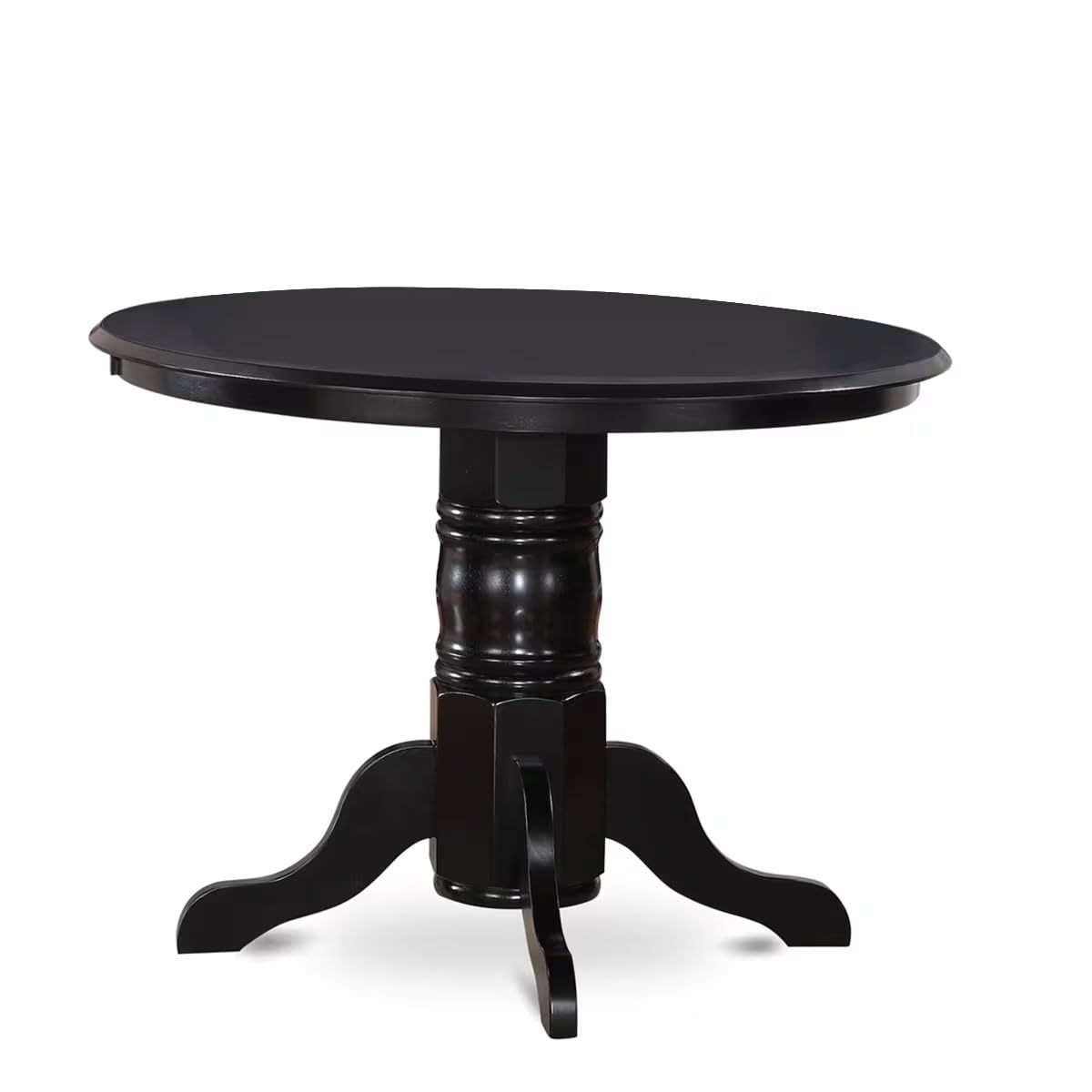 5 Piece Round Dining Table Set with 4 Black Faux Leather Chairs W860