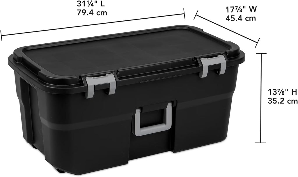 22 Gallon Lockable Black Plastic Storage Trunk I7116
