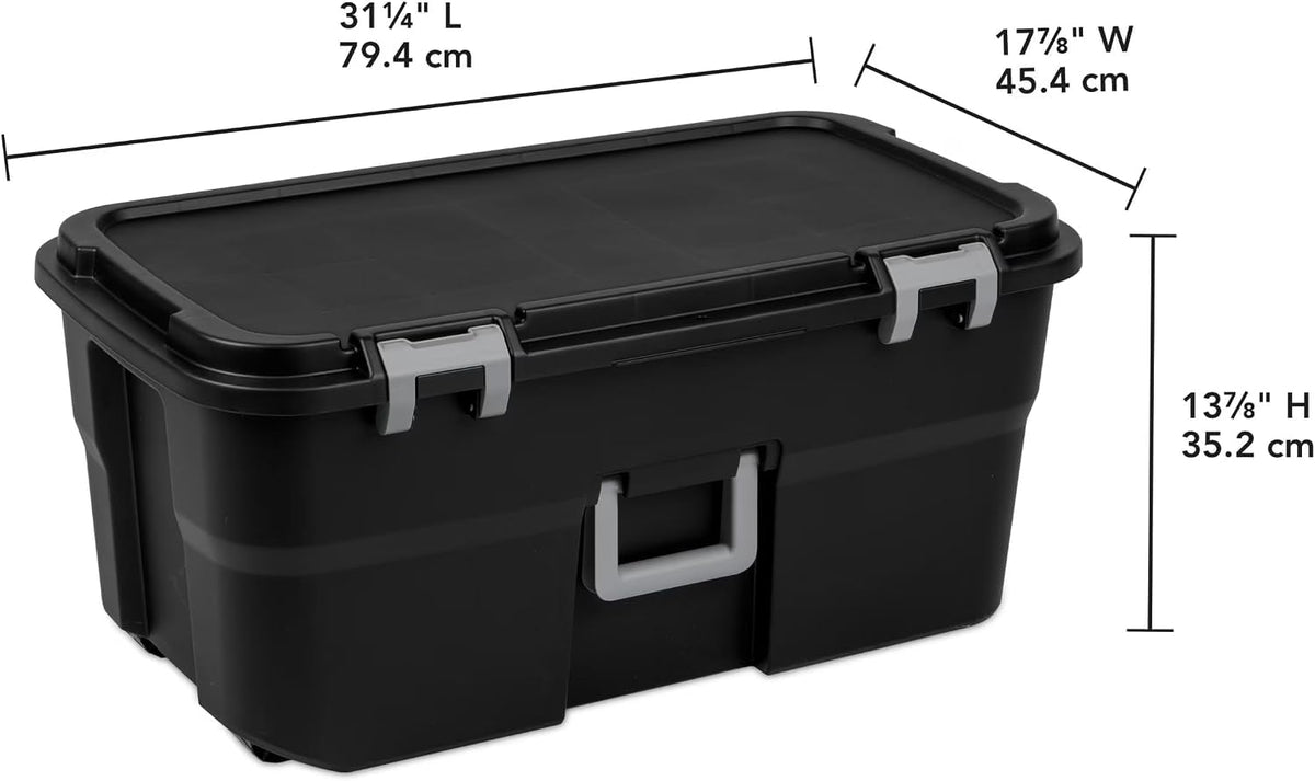 22 Gallon Lockable Black Plastic Storage Trunk I7116