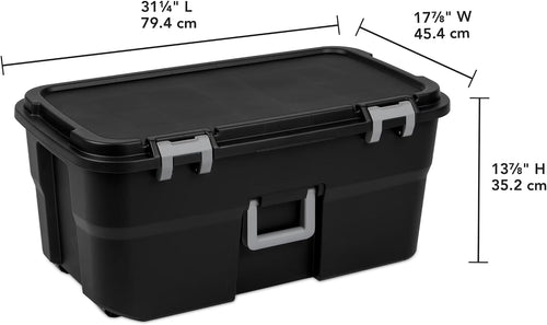 22 Gallon Lockable Black Plastic Storage Trunk I7116