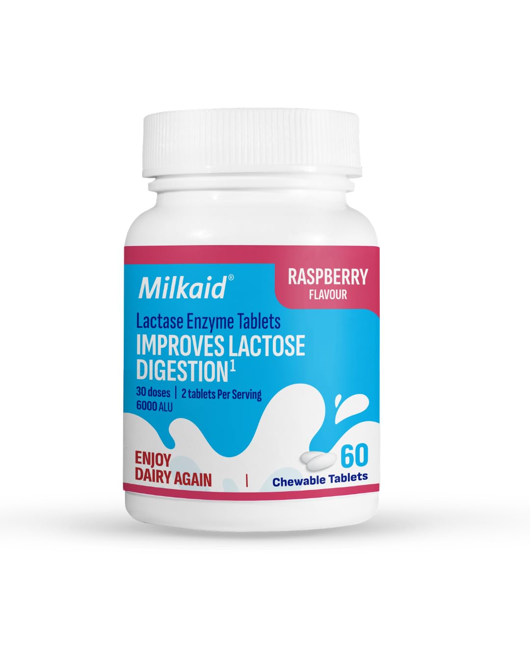 Chewable Lactase Enzyme Tablets 60 Tablets Raspberry A216870