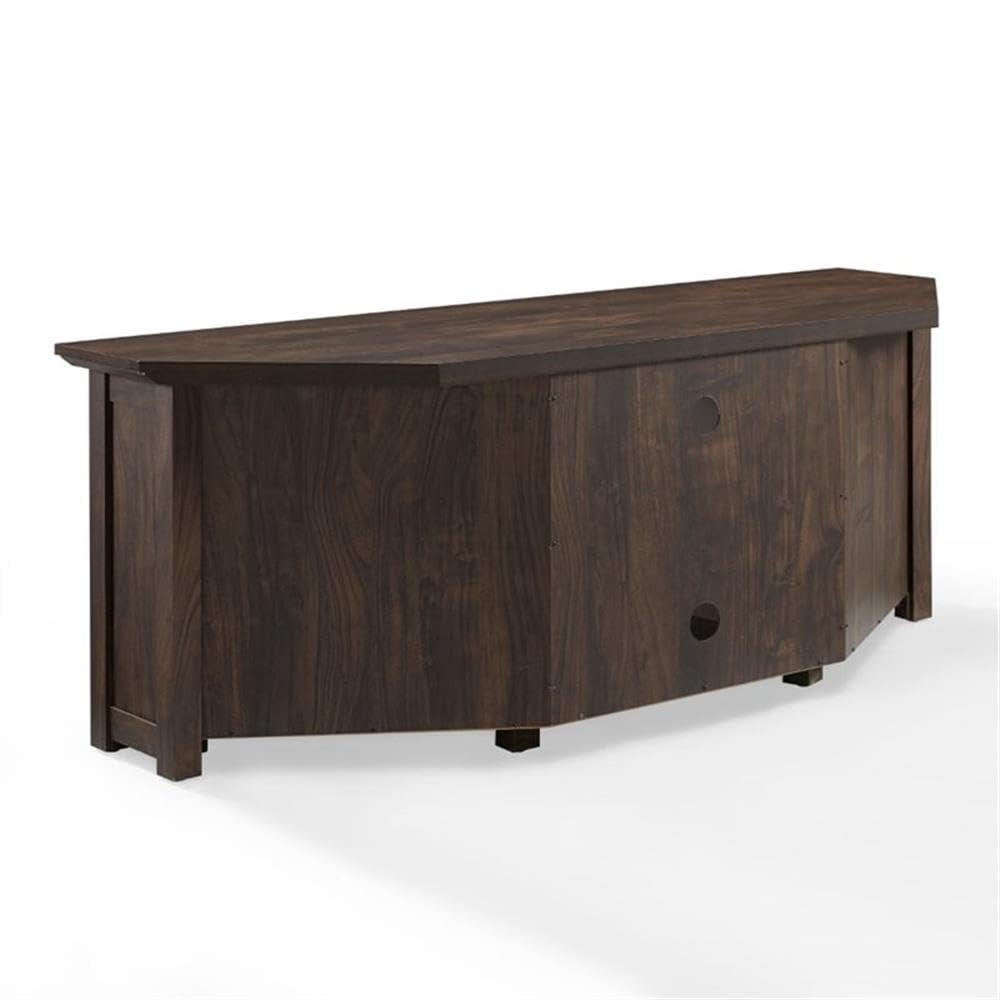 58" Rustic Wood Corner TV Stand, Dark Walnut D2660
