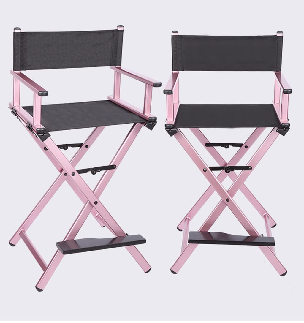 Pink Aluminum Foldable Makeup Artist Chair with Footrest Z30588