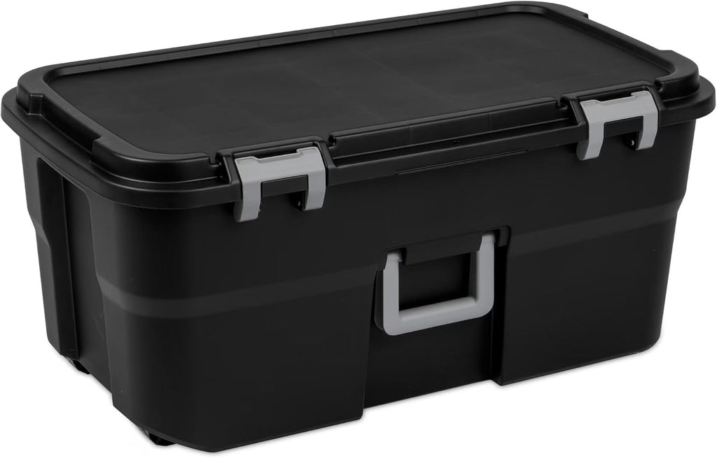 22 Gallon Lockable Black Plastic Storage Trunk I7116
