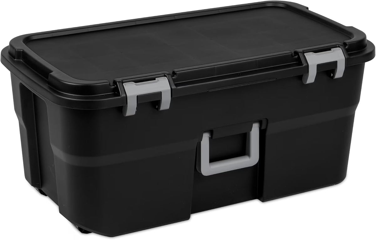 22 Gallon Lockable Black Plastic Storage Trunk I7116