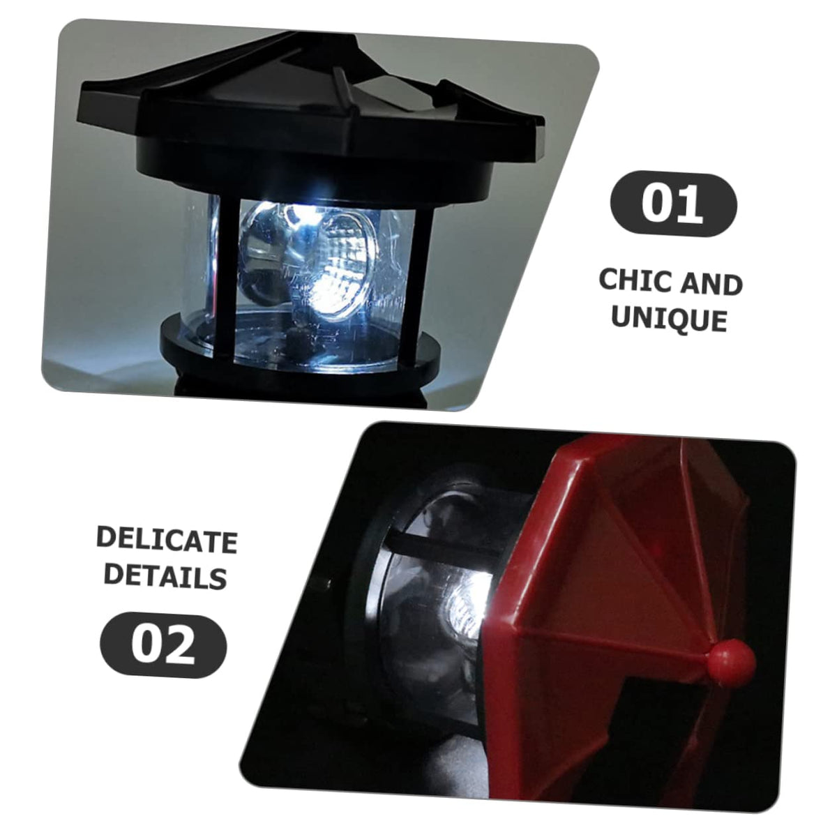 2pcs Solar Powered Rotatable Lighthouse Light A135948