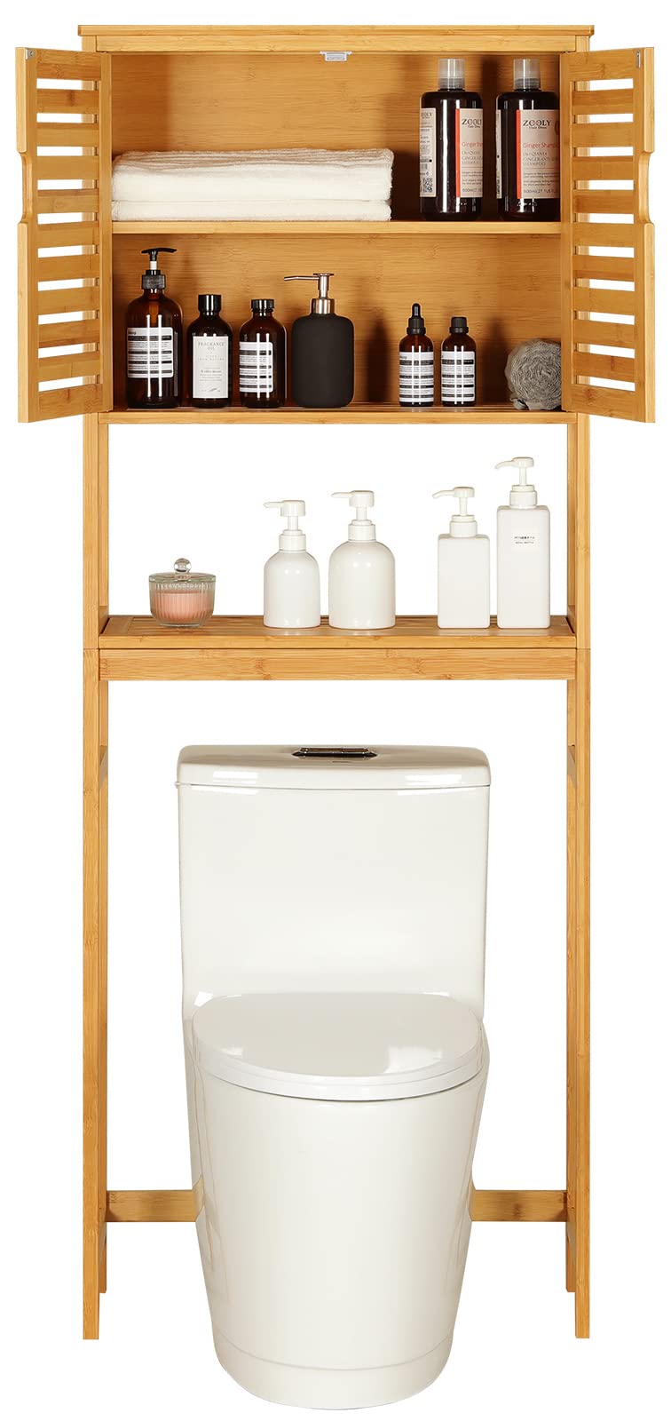 Over The Toilet Storage Cabinet with Adjustable Shelves Bamboo T7747