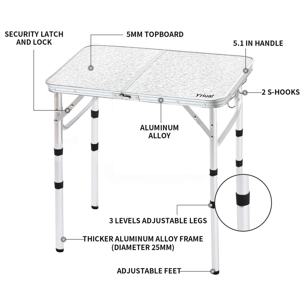Folding Camping Table, Adjustable Height Portable Picnic Table, 24"x 16" Z73445