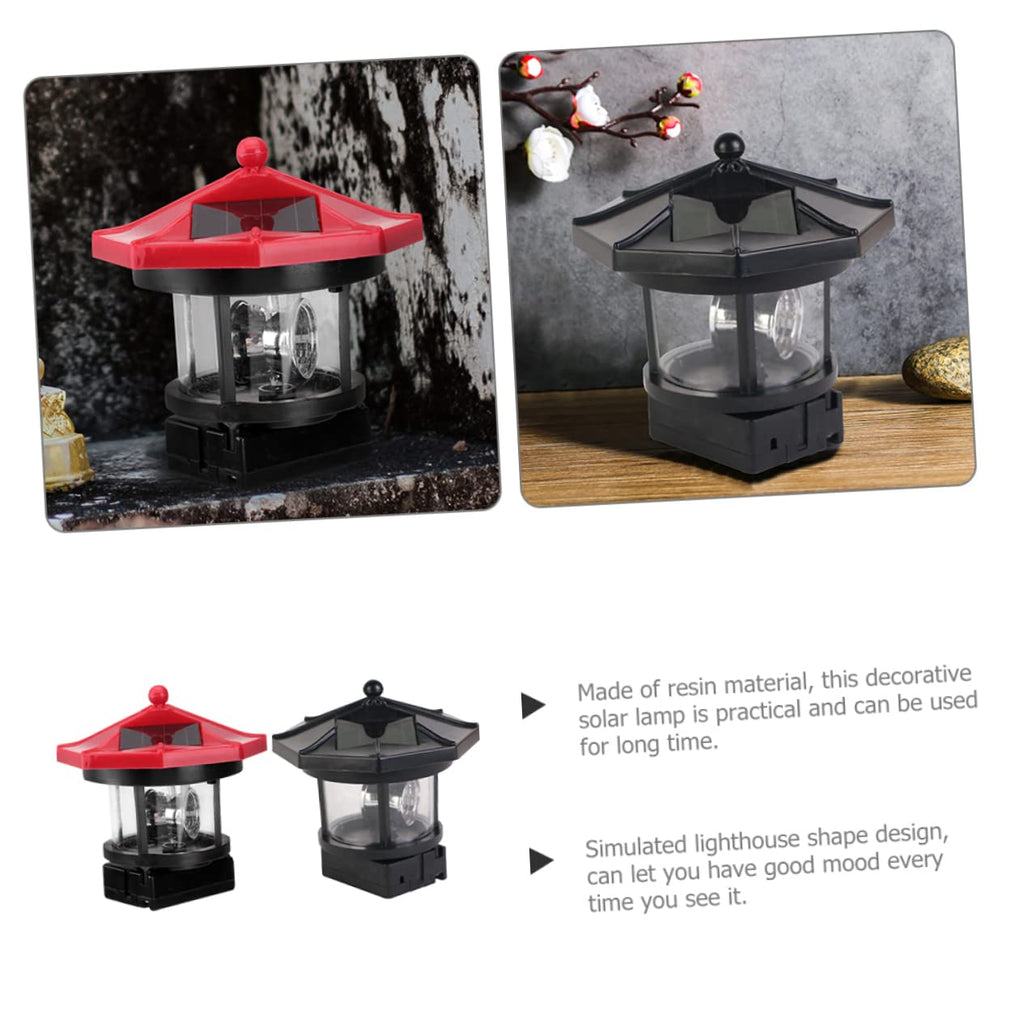 2pcs Solar Powered Rotatable Lighthouse Light A135948