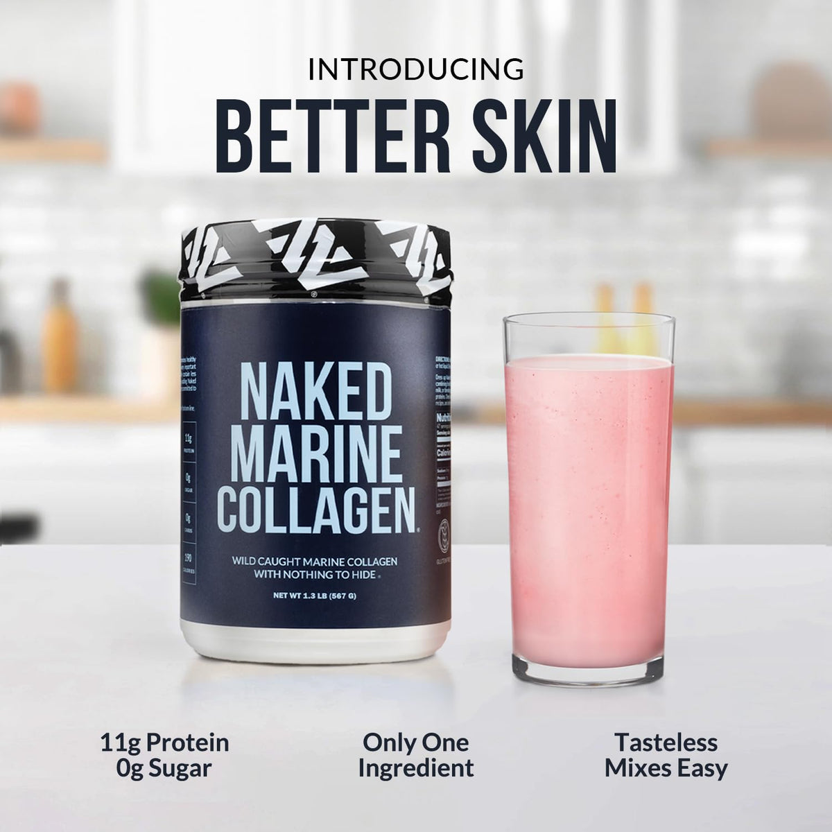 Unflavored Marine Collagen Peptides Protein Powder 47 Servings B5225