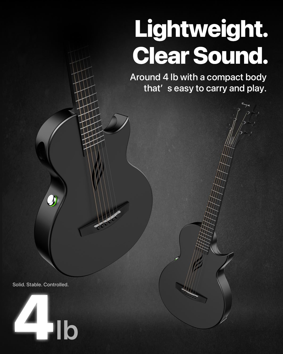Carbon Fiber 35-Inch Smart Acoustic-Electric Travel Guitar H2888