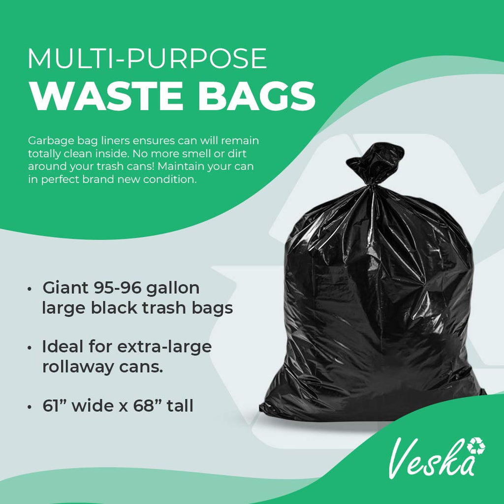 95-96 Gallon Black Heavy Duty Trash Bags with Ties L243518