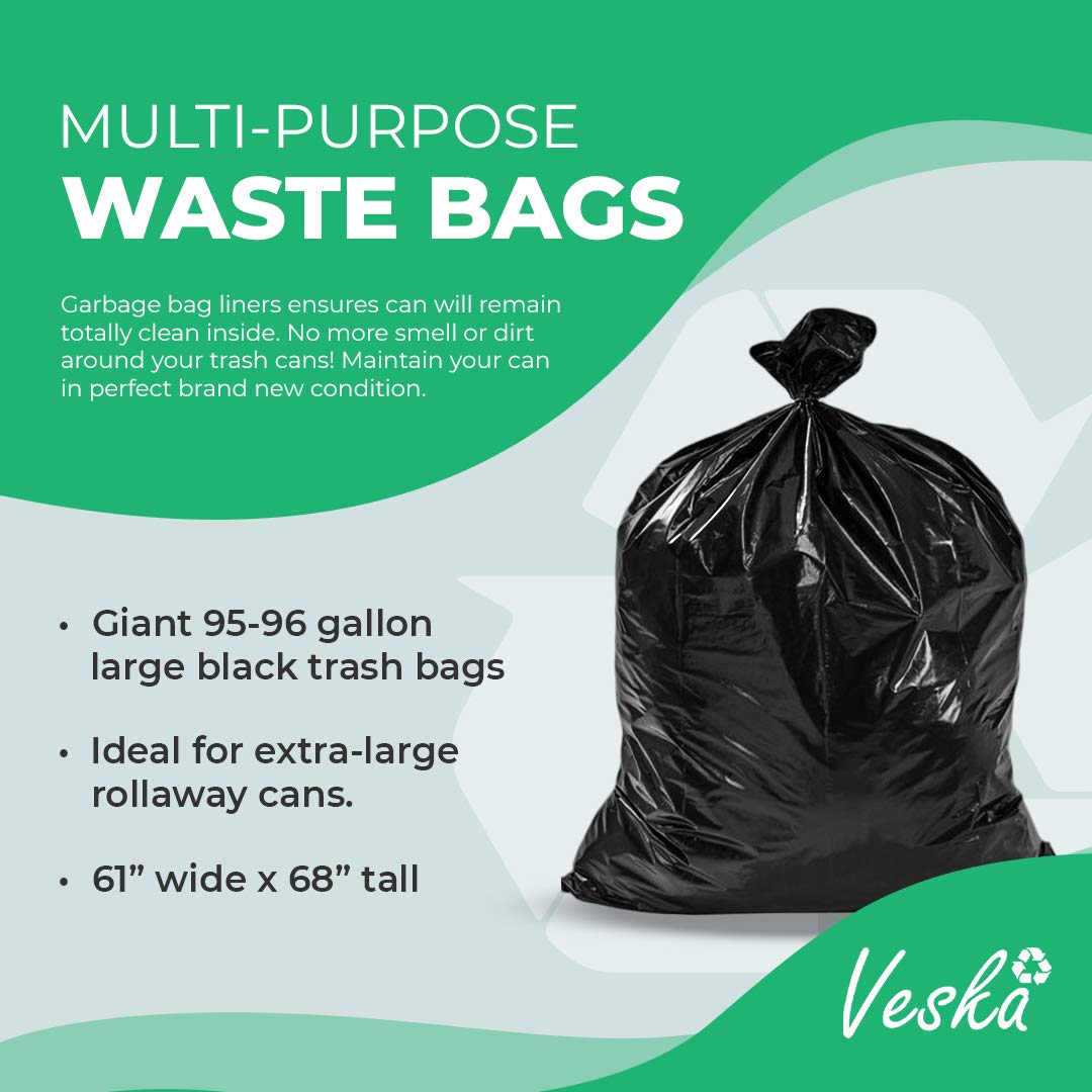 95-96 Gallon Black Heavy Duty Trash Bags with Ties L243518