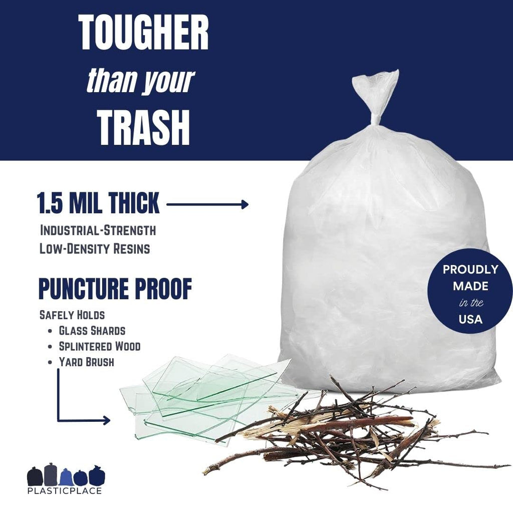 40-45 Gallon Clear 1.5 Mil Trash Bags 100 Count V452
