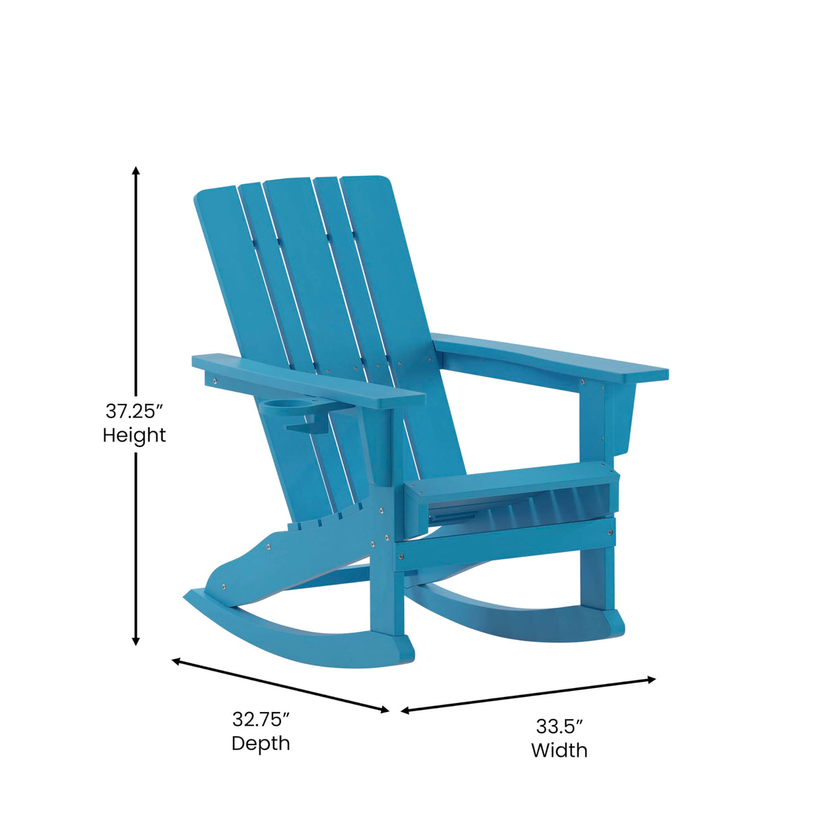 Blue Weather Resistant Poly Resin Adirondack Rocking Chair W440367