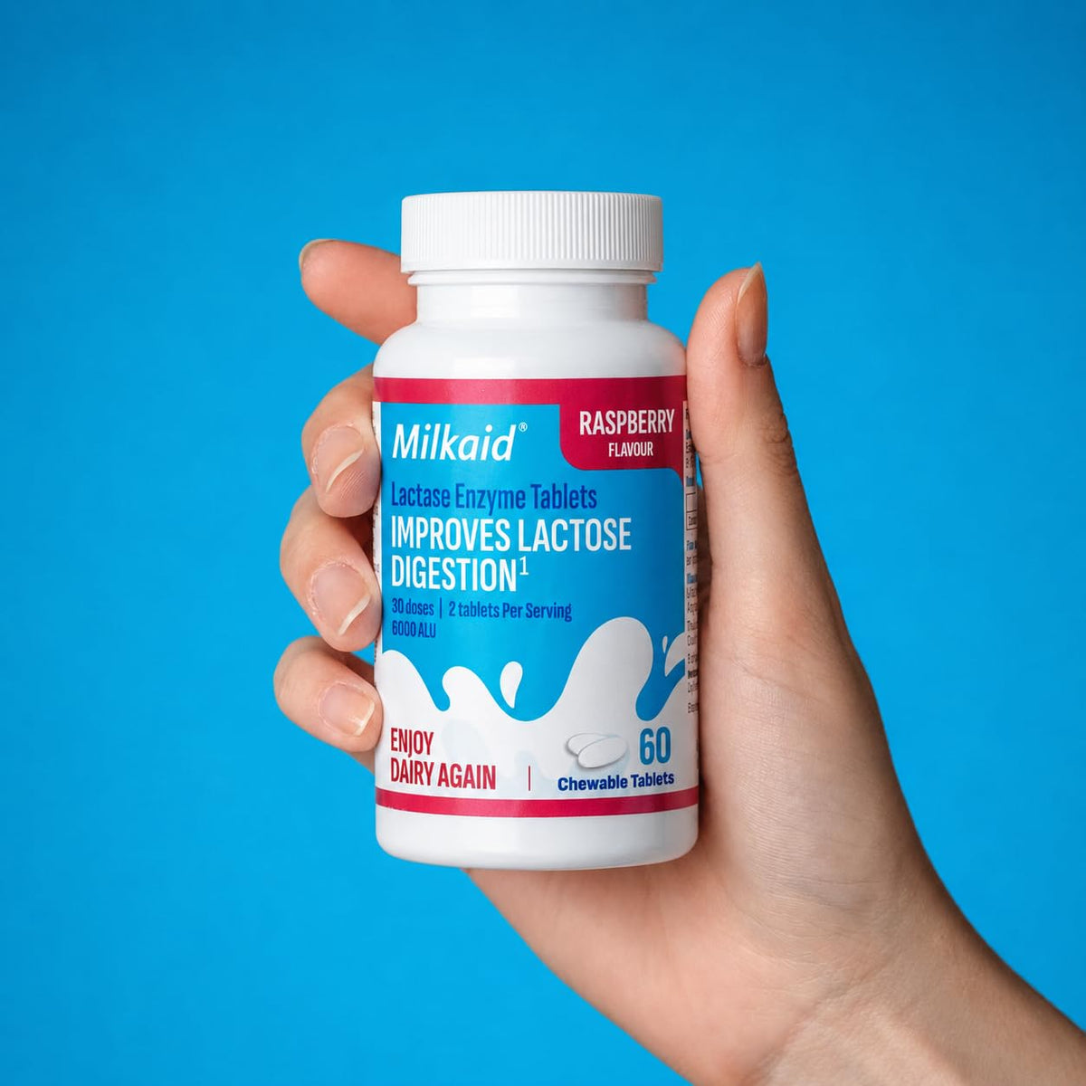 Chewable Lactase Enzyme Tablets 60 Tablets Raspberry A216870