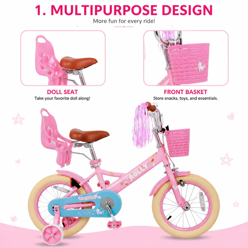 Kids Bike with Training Wheels & Basket B696661