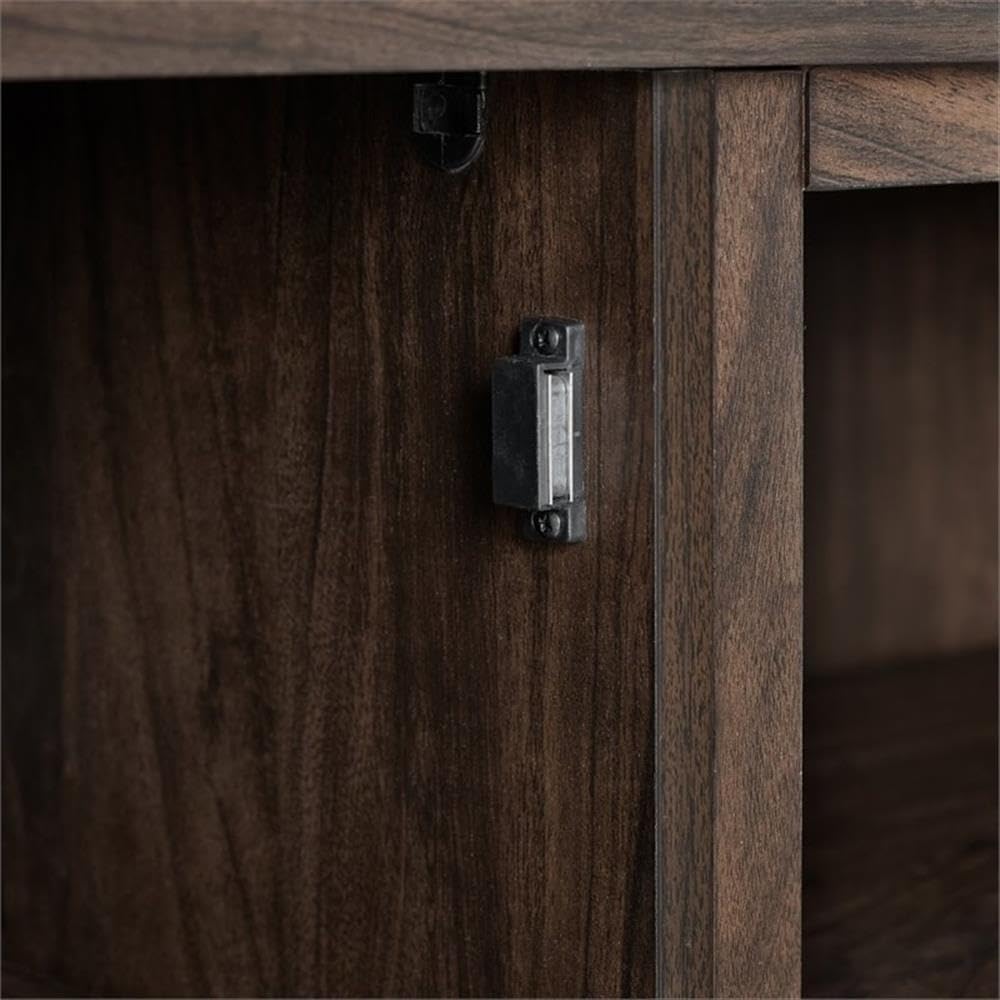 58" Rustic Wood Corner TV Stand, Dark Walnut D2660