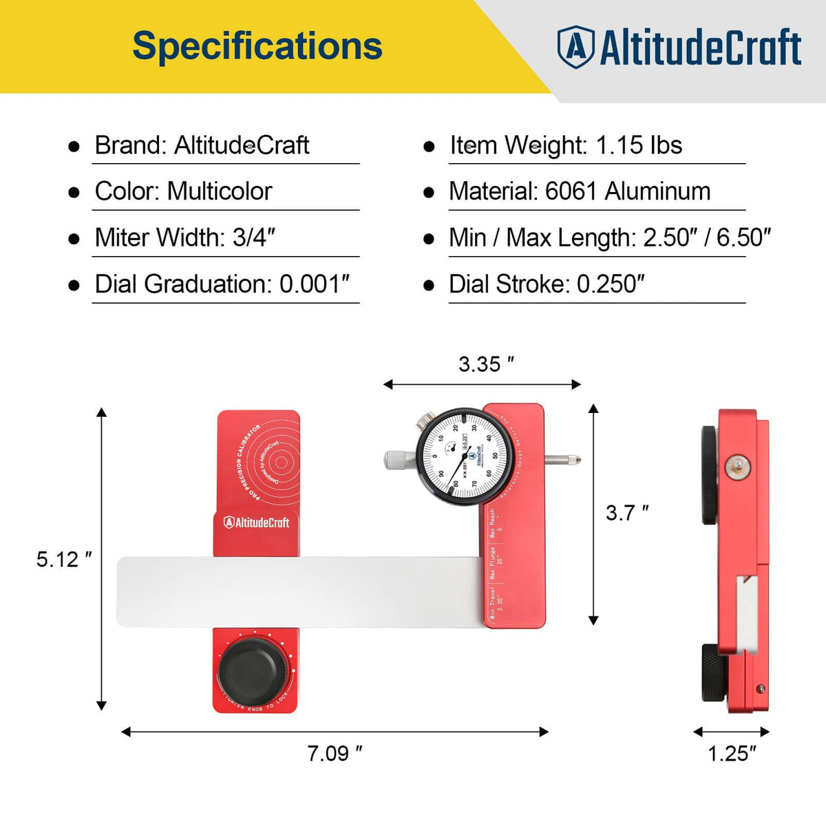 Table Saw Alignment Gauge with 0.001-Inch Dial Indicator O5382