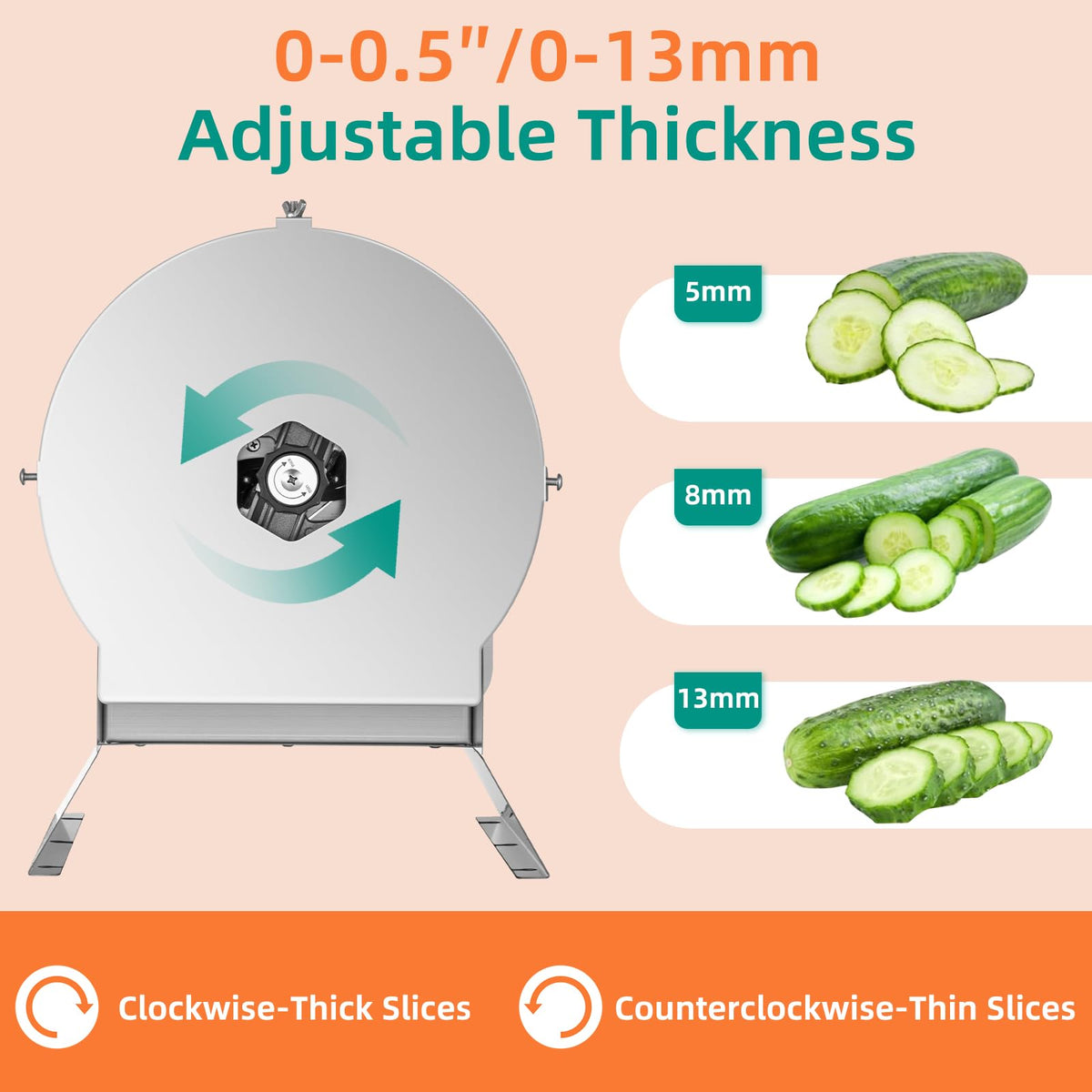 Electric Vegetable Slicer, Stainless Steel 2 IN 1 Manual & Electric Food Slicer P215