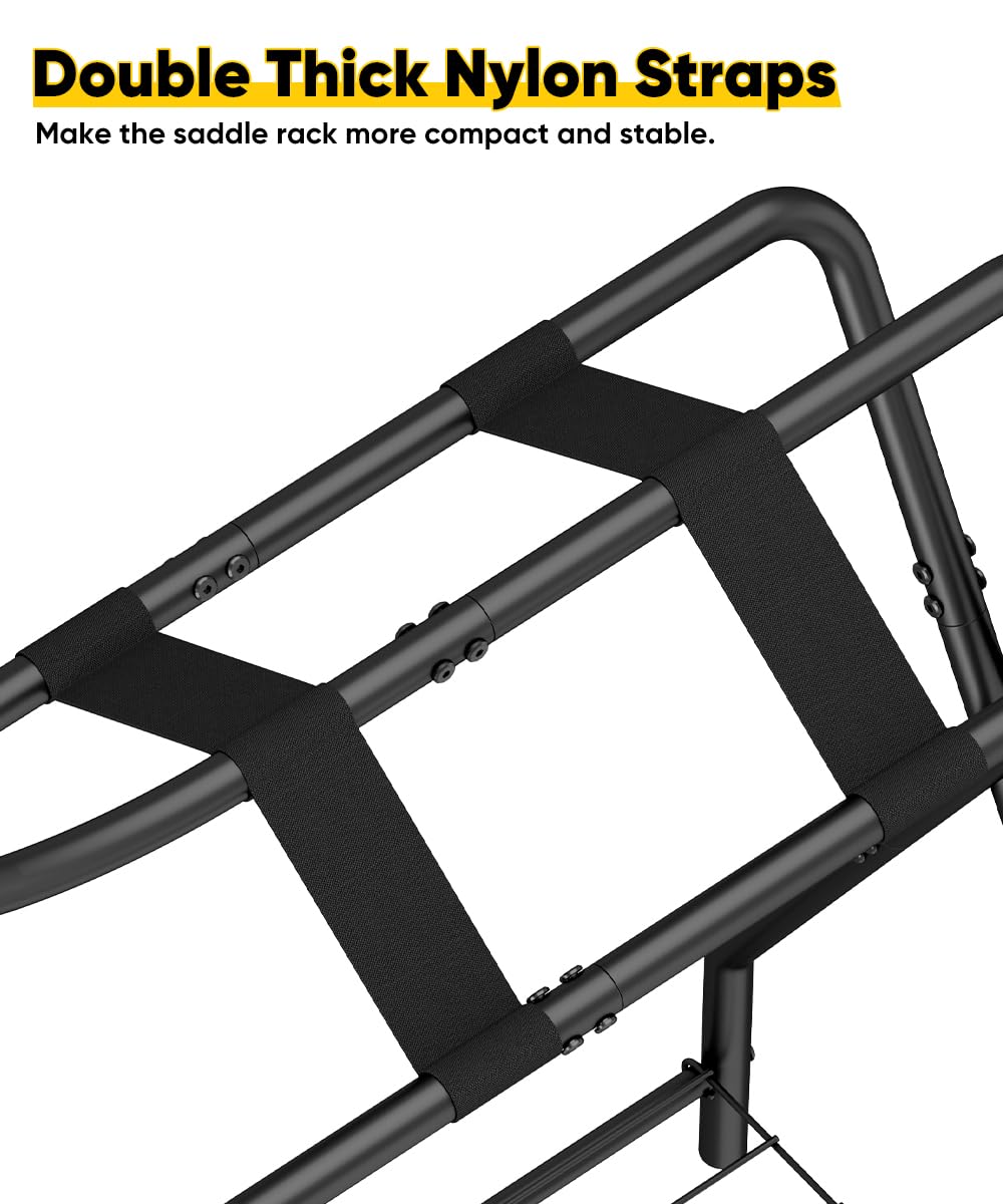 Foldable Black Horse Saddle Rack with Storage Y76835