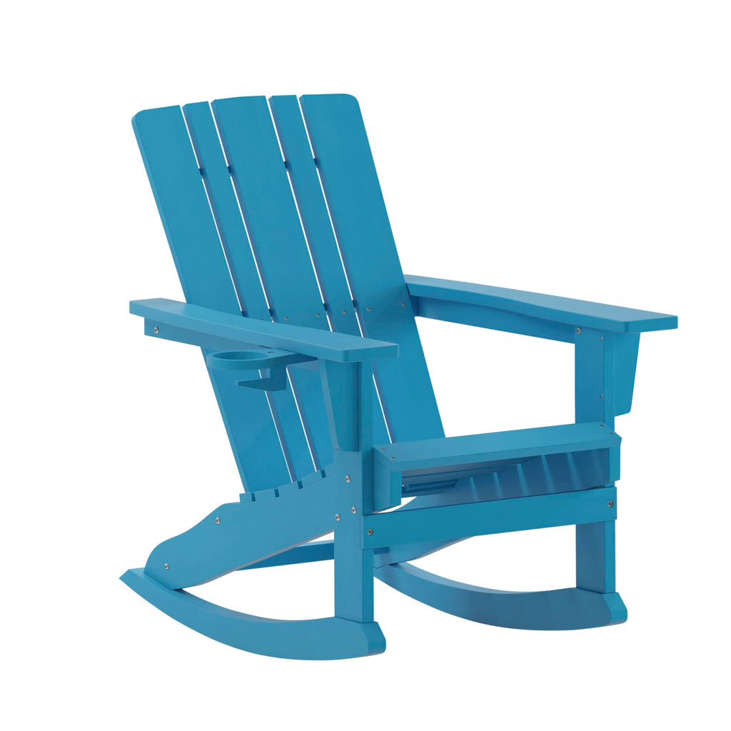 Blue Weather Resistant Poly Resin Adirondack Rocking Chair W440367