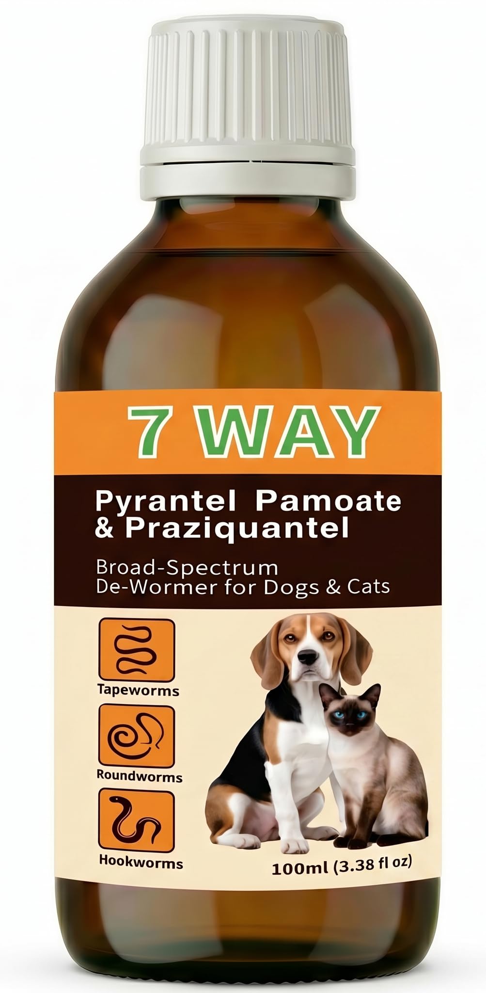 7-Way Dewormer Liquid for Dogs & Cats, 3.38 fl oz A9090