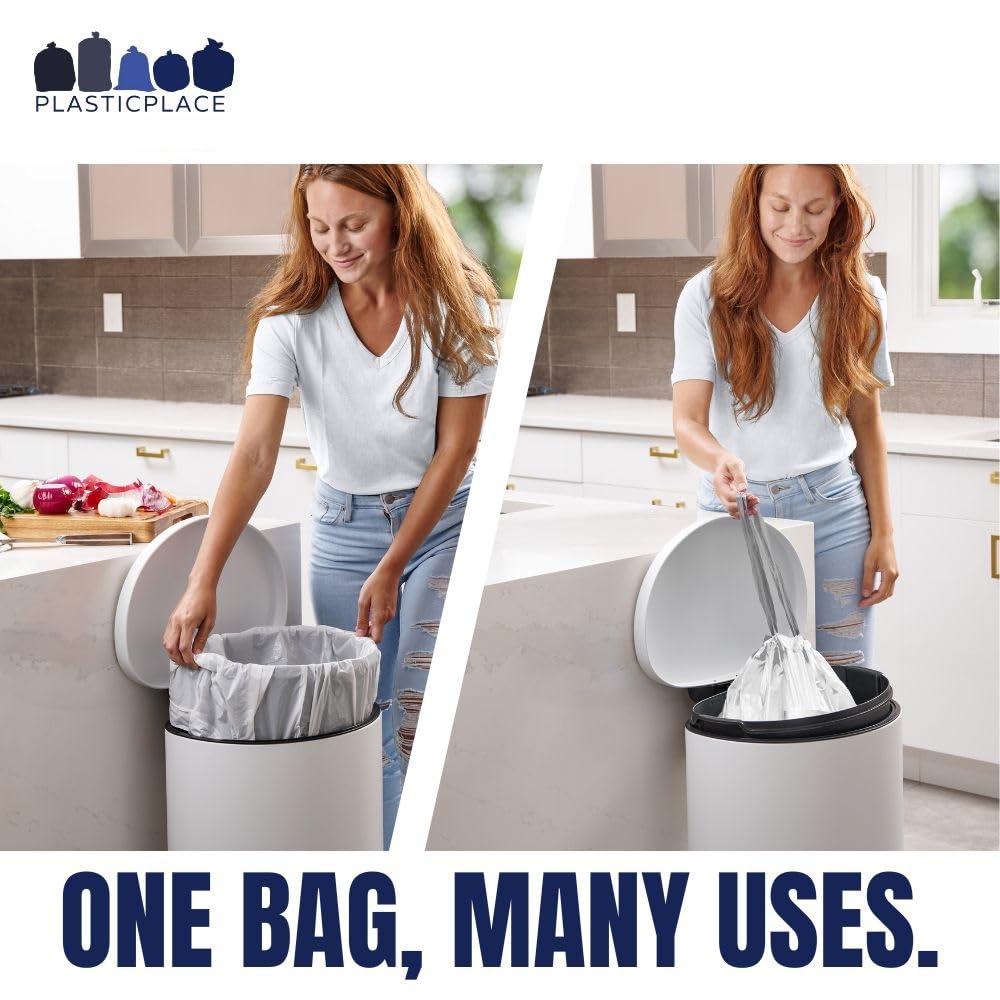 12 Gallon Drawstring White Trash Bags 200 Count E538