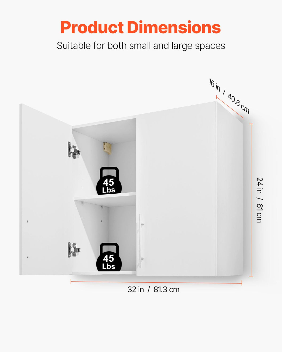 White 2-Tier Wall Mounted Cabinet with Adjustable Shelf X582