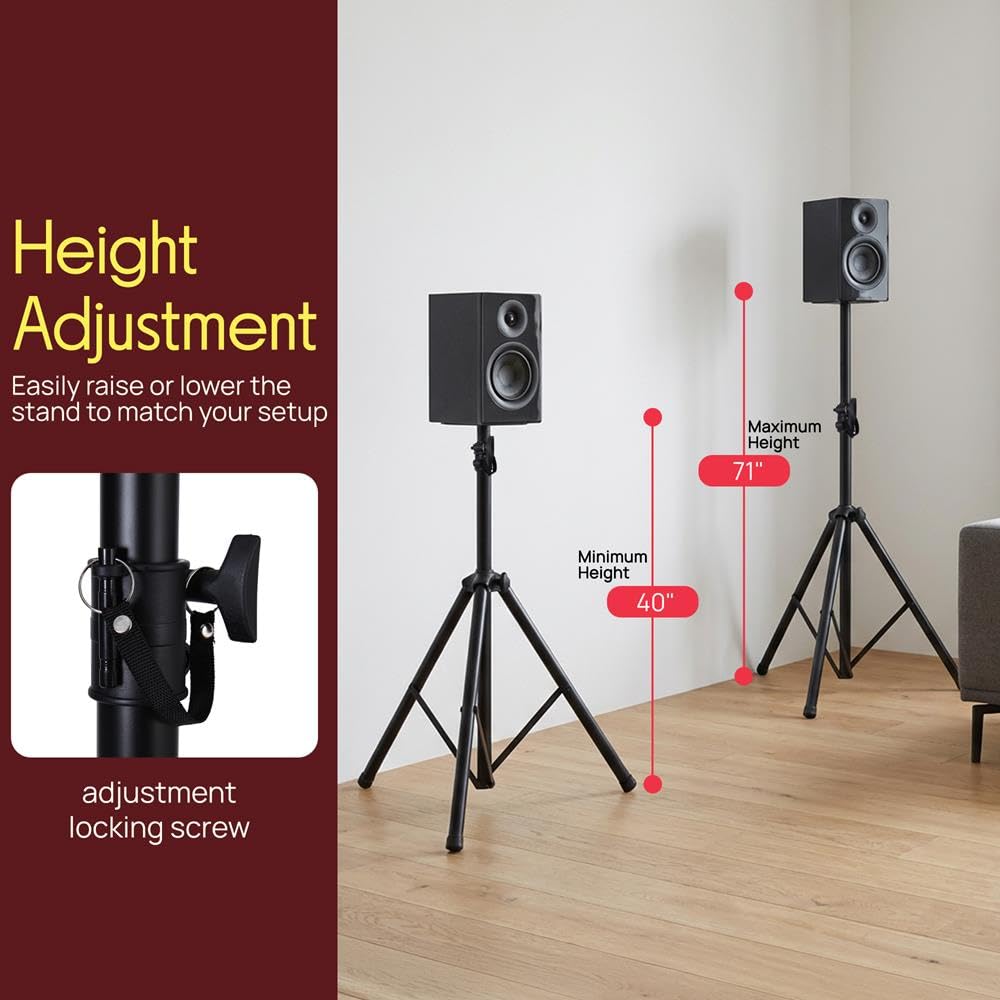 Universal Speaker Stand 2-Pack Height Adjustable Tripod Mount J988765