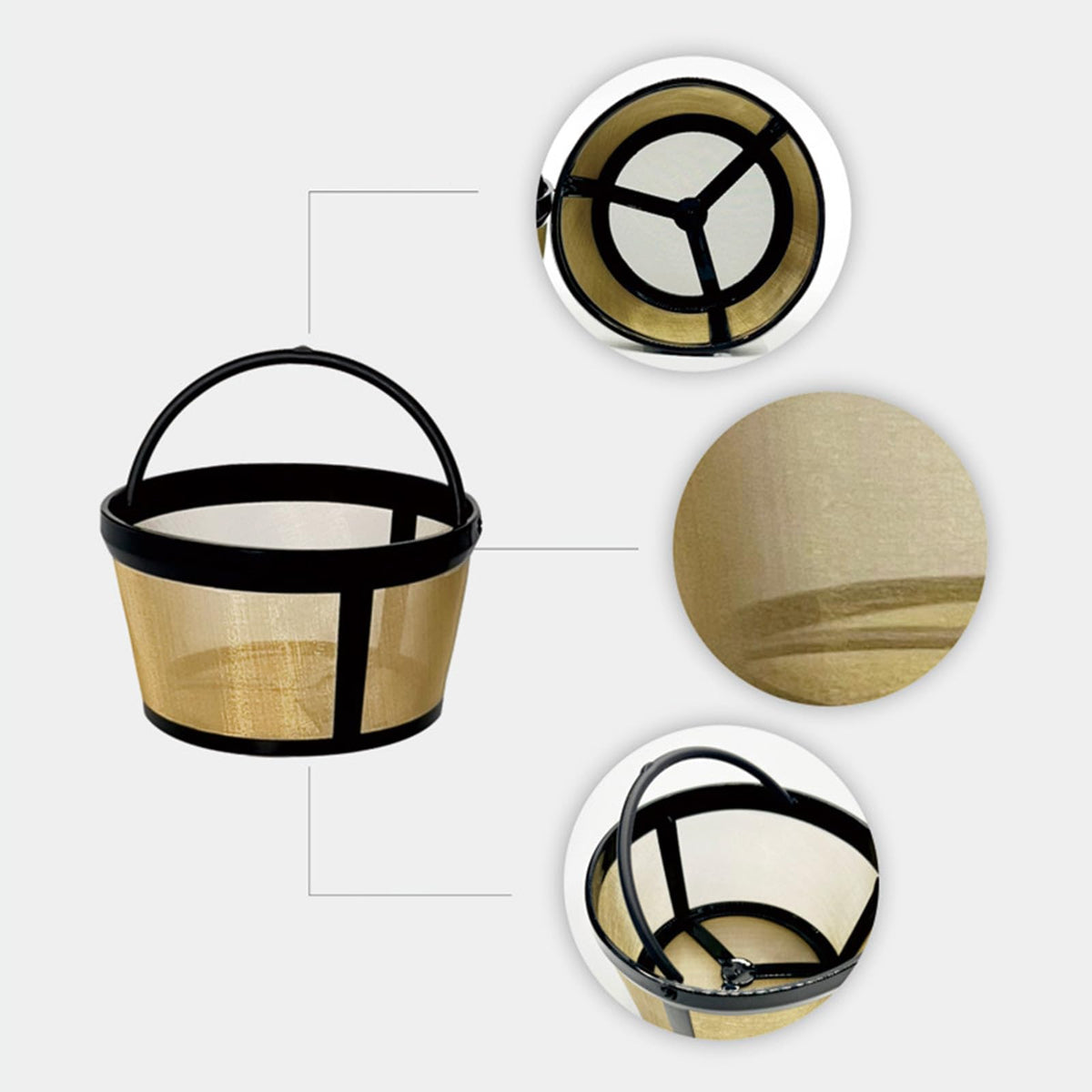Golden Tone Coffee Filter for 4/6/8/12 Cup Coffee Maker Q1508