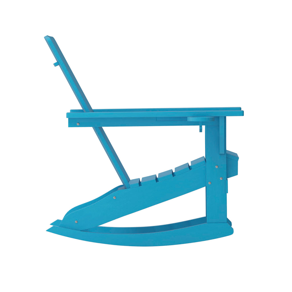Blue Weather Resistant Poly Resin Adirondack Rocking Chair W440367