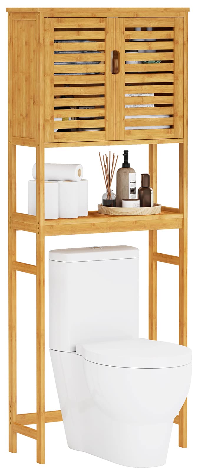 Over The Toilet Storage Cabinet with Adjustable Shelves Bamboo T7747