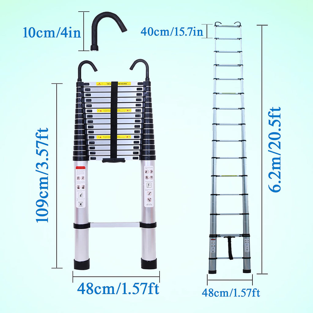 20.5FT Aluminum Telescoping Ladder 330lb B853