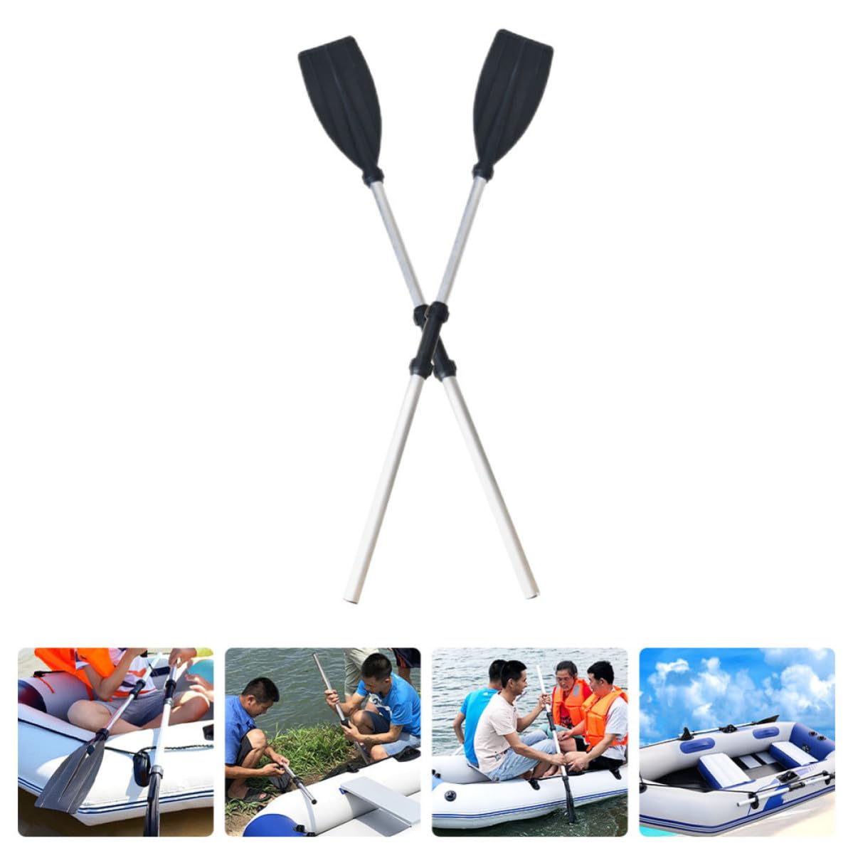 2pcs Aluminum Alloy Kayak Paddle Adjustable Telescopic Shaft Y60739