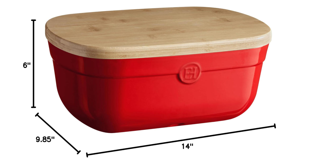 Ceramic Bread Box 14"x 9.85"x 6" Burgundy Q8219