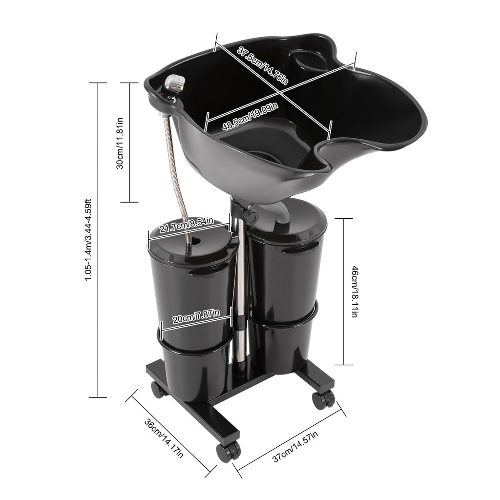 Portable Height-Adjustable Shampoo Basin with 2 Water Buckets H9345