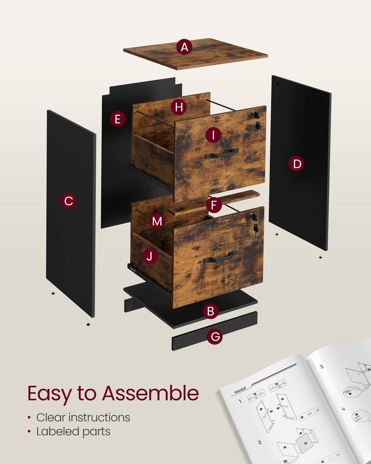 2 Drawer File Cabinet with Locks L92805