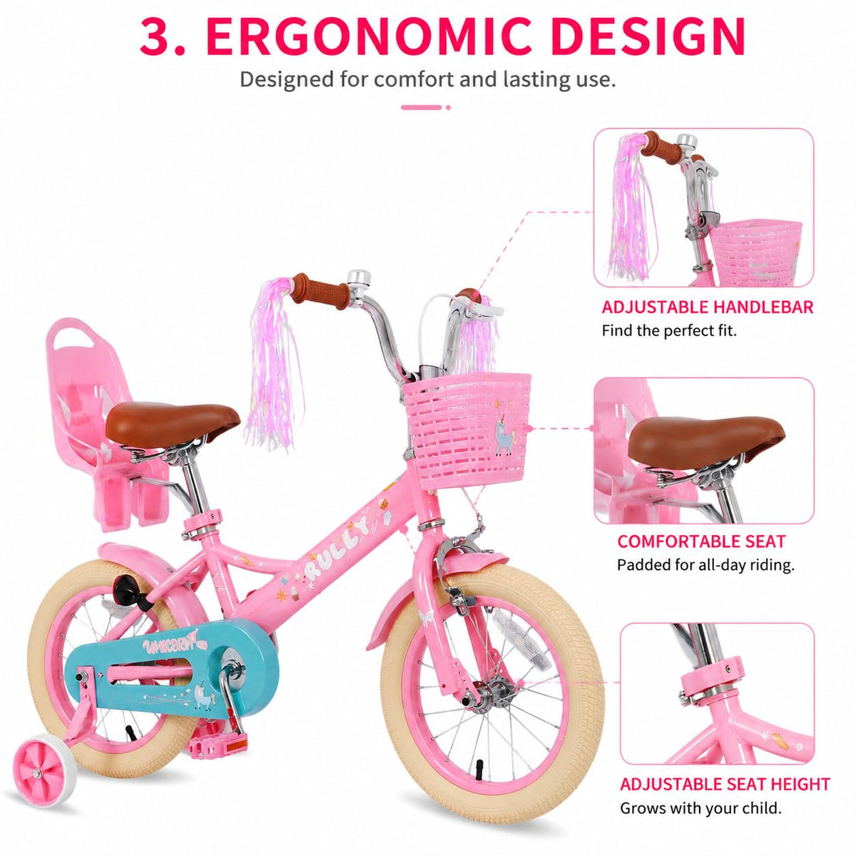 Kids Bike with Training Wheels & Basket B696661