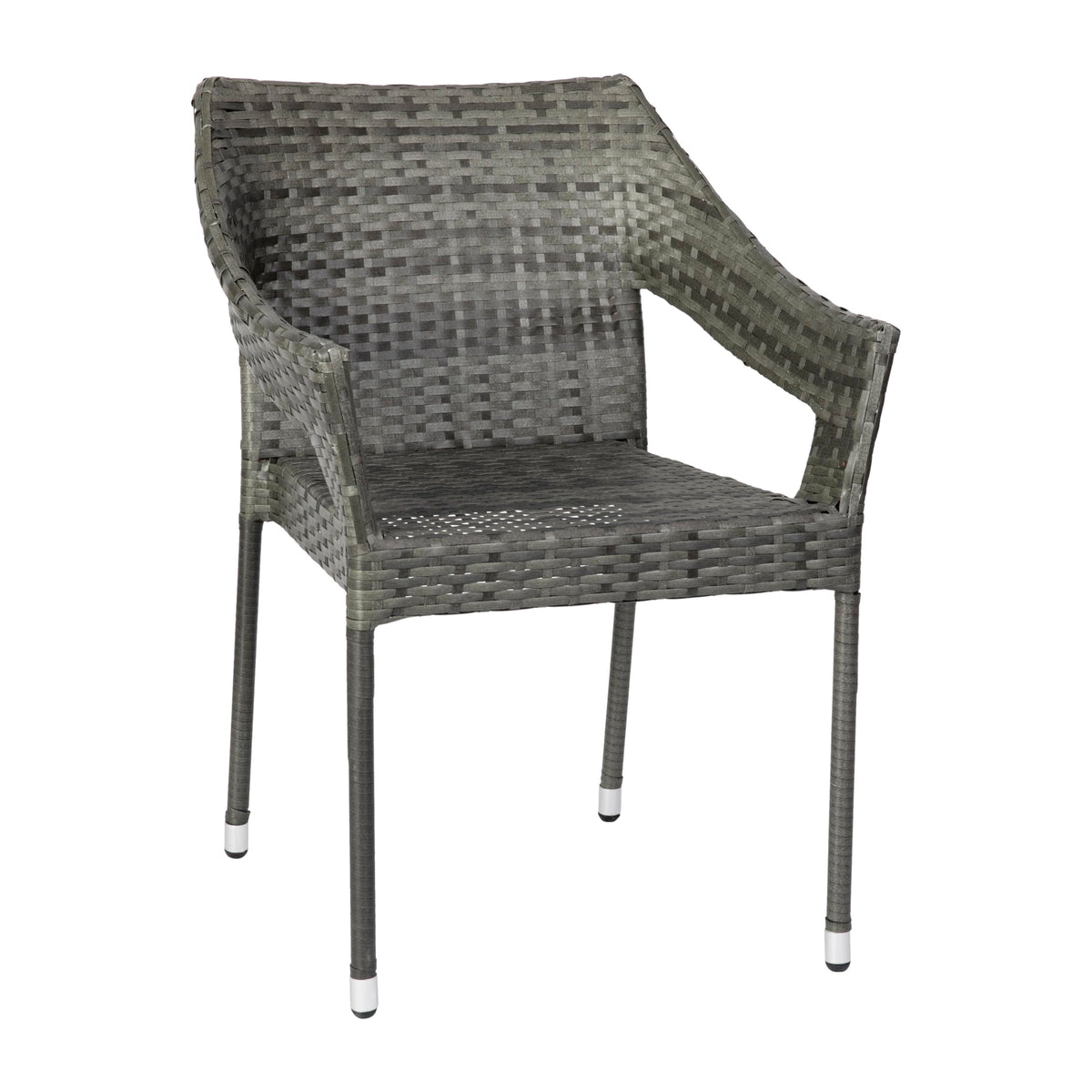 Gray PE Rattan Patio Dining Chair 2-Pack W926