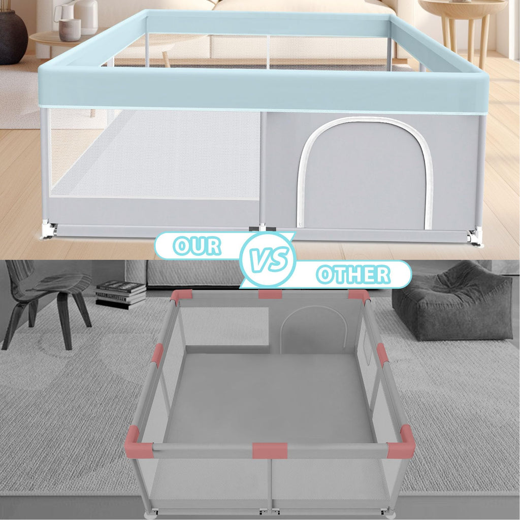 50x50 Inch Grey Baby Playpen with Mesh N97216