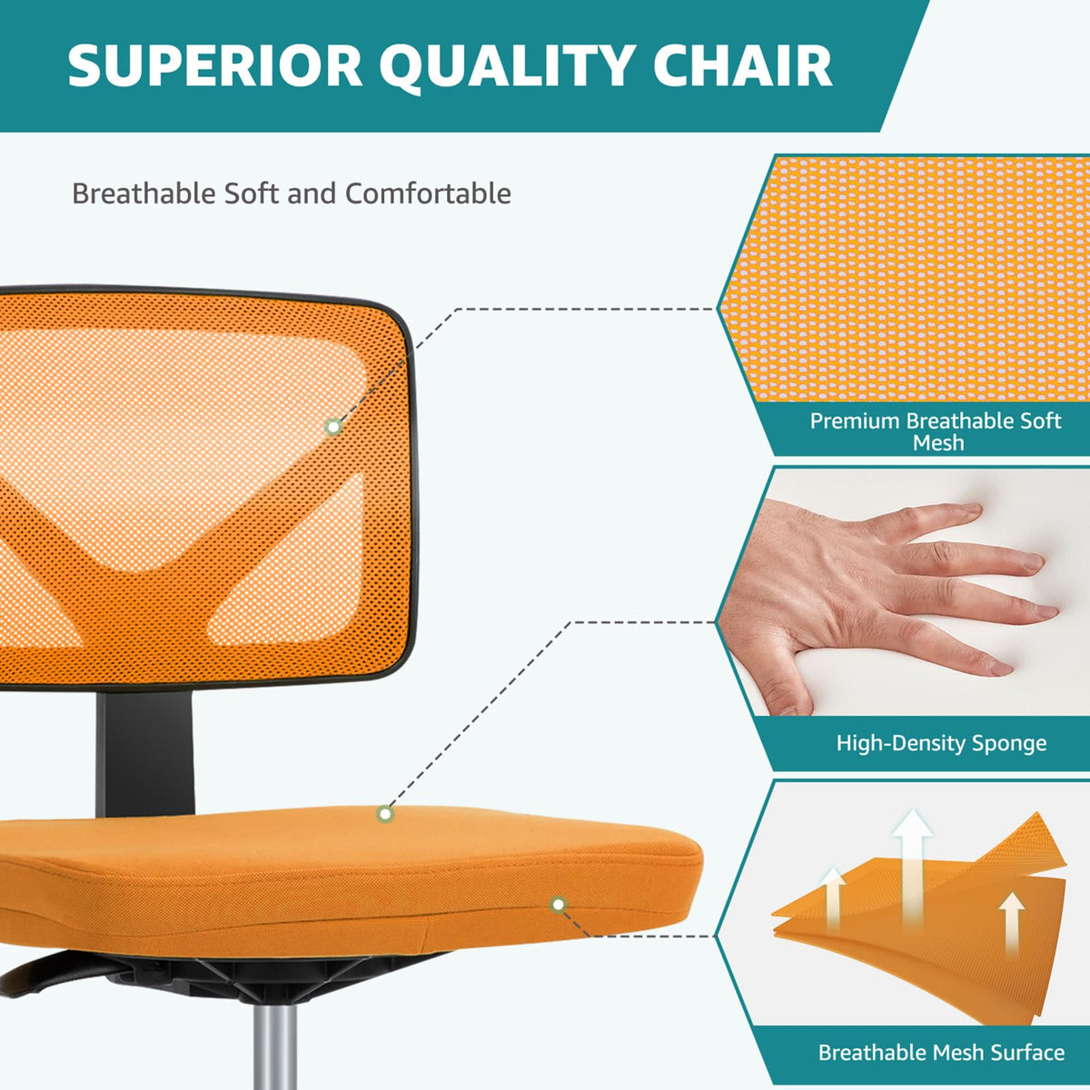 Armless Ergonomic Home Office Chair C944158