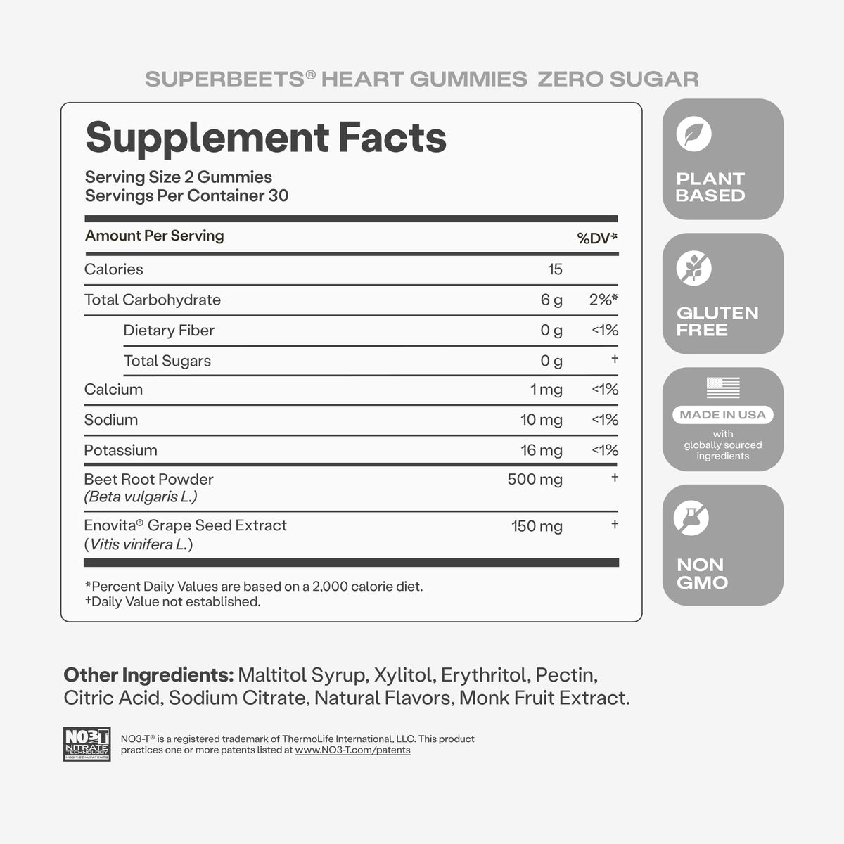 Zero Sugar Beet Gummies 60 Count E5020