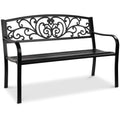 Black Steel Outdoor Bench with Floral Backrest L568