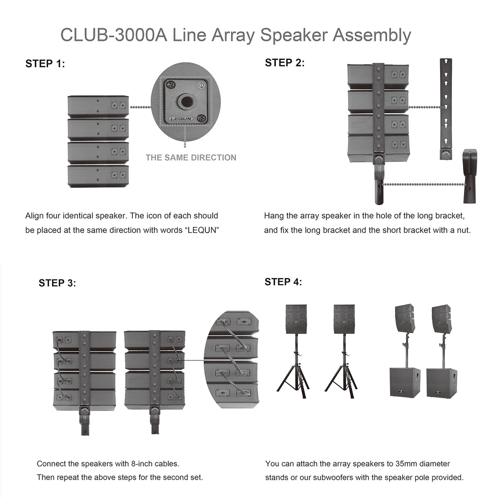 4000W PA Speaker System Combo Set with Two 12 Inch Subwoofers and 8 Line Array Speakers G473
