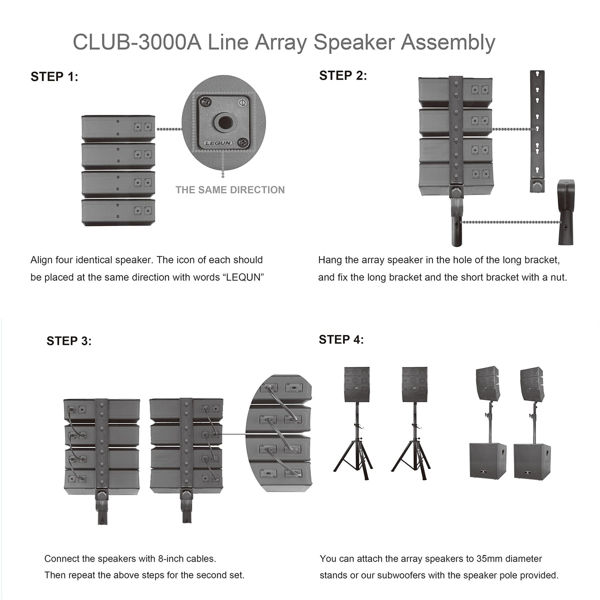 4000W PA Speaker System Combo Set with Two 12 Inch Subwoofers and 8 Line Array Speakers G473