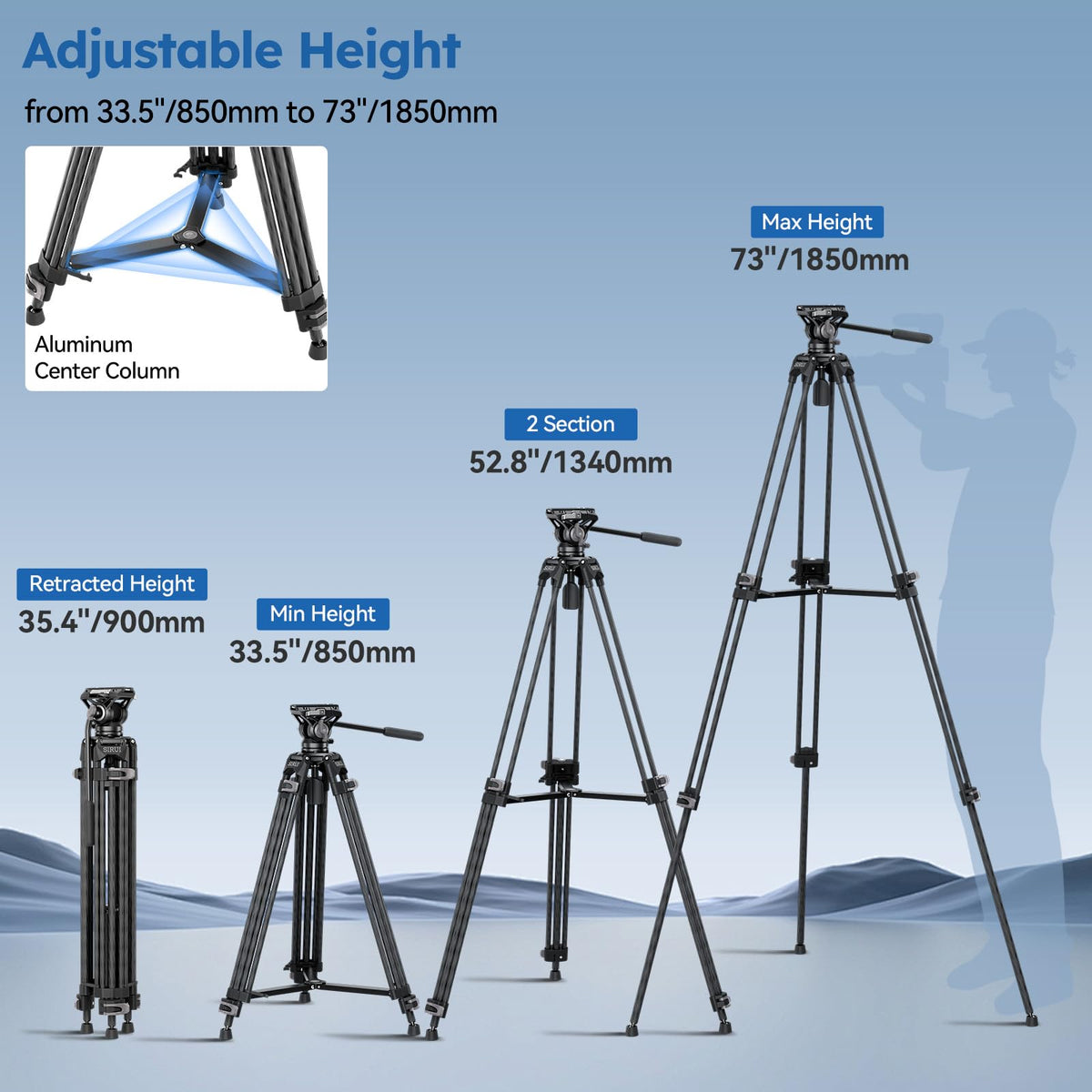 Carbon Fiber Heavy Duty Video Tripod Z40388