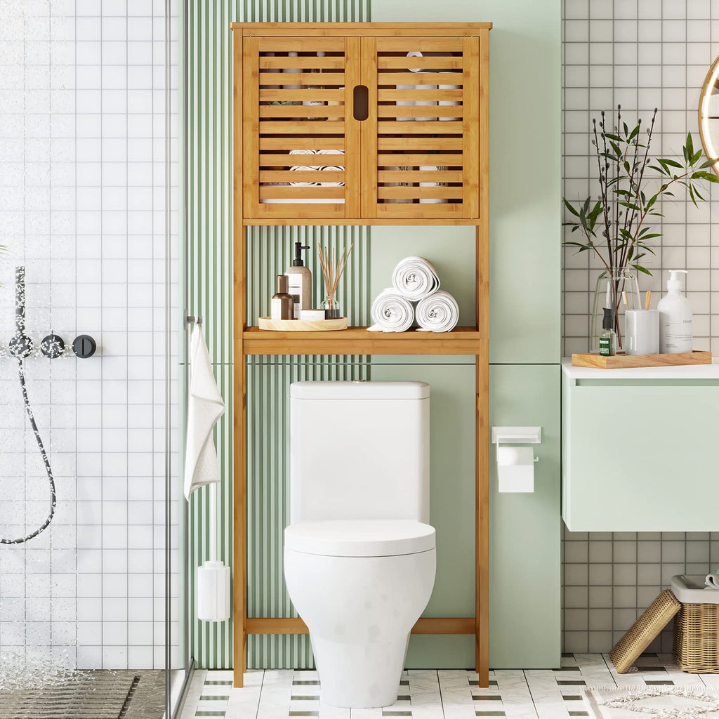 Over The Toilet Storage Cabinet with Adjustable Shelves Bamboo T7747