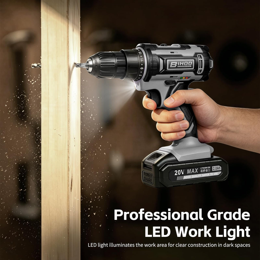 Cordless Drill with 25Nm max, Drill Bits Kit, Gray Z841
