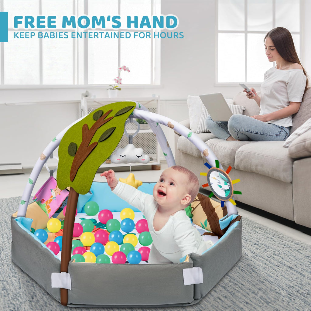 8-in-1 Tummy Time Play Mat & Ball Pit with 6 Toys H746